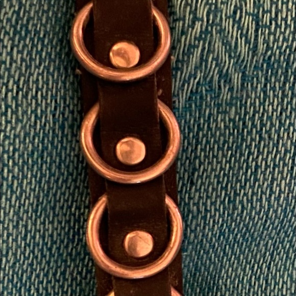 Genuine Leather metal ring/hoop cuff bracelet - Picture 8 of 11